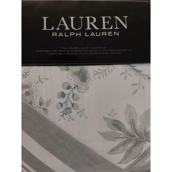 Ralph Lauren JULIANNE TOILE Sage 100% Cotton Full Queen Duvet Cover Set $300 - Picture 5 of 10